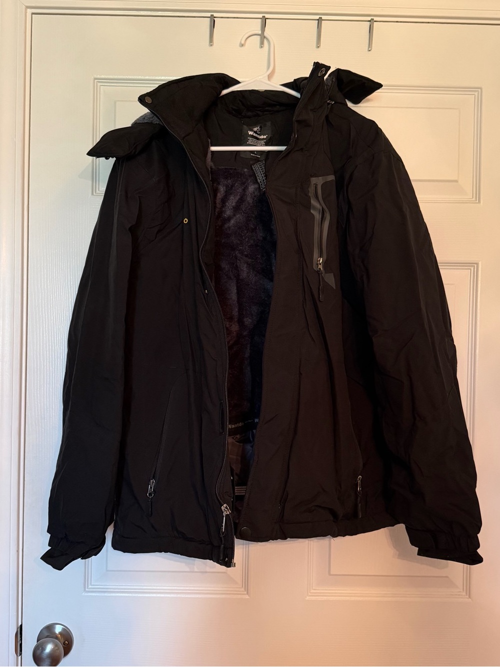 Men's Black Insulated Puffer Jacket with Fleece Lining
